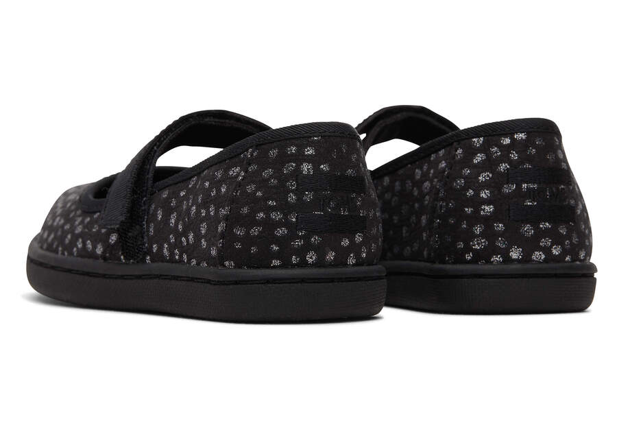 Mary Jane Black Foil Toddler Shoe Back View Opens in a modal