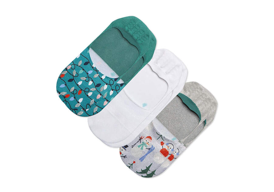 Classic No Show Socks Snowman 3 Pack Front View Opens in a modal