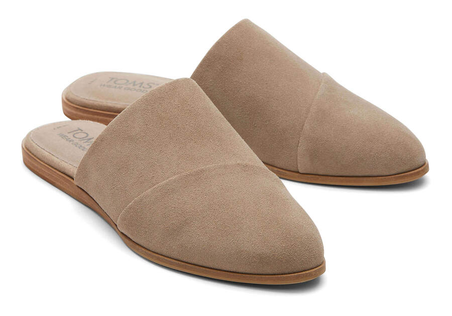 Jade Taupe Suede Slip On Flat Front View Opens in a modal