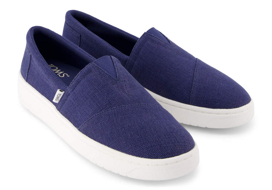 TRVL LITE Alpargata Blue Slip On Sneaker Front View Opens in a modal