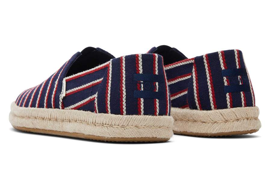 Alpargata Navy Woven Stripes Rope 2.0 Espadrille Back View Opens in a modal