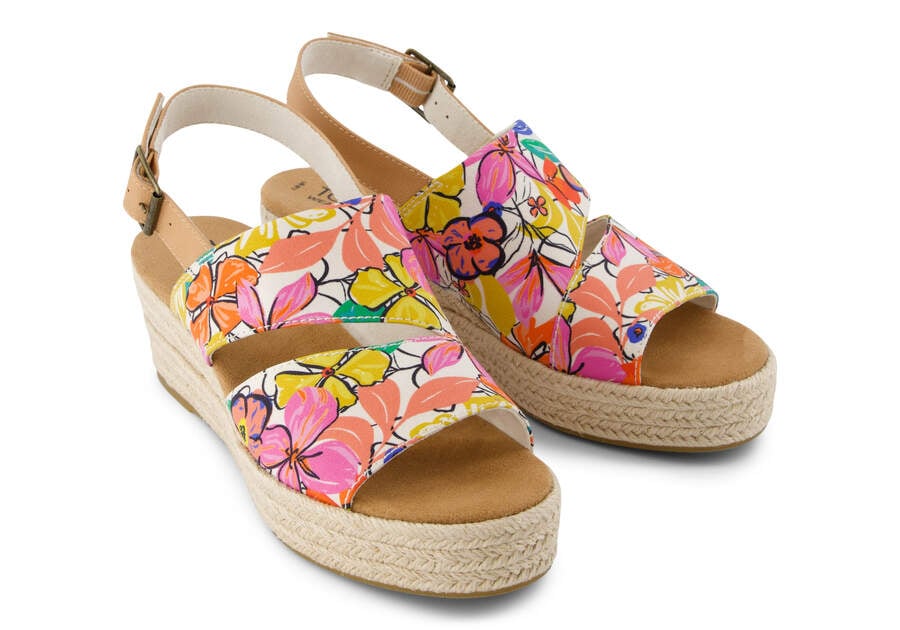 Claudine Painted Floral Wedge Sandal Front View Opens in a modal