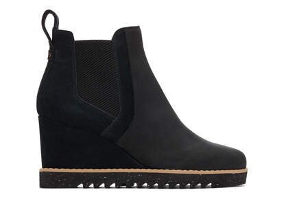 Maddie Black Leather Wedge Boot