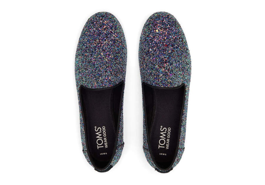 Darcy Black Chunky Glitter Flat Top View Opens in a modal