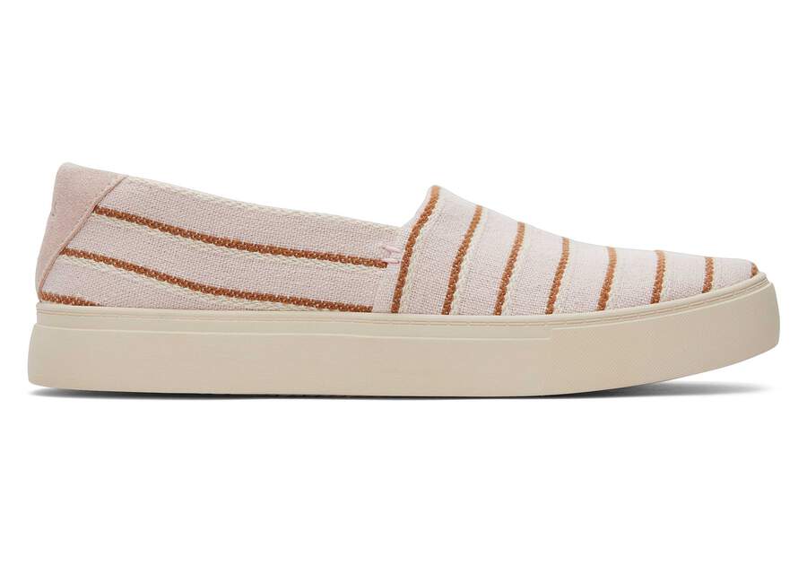 Kameron Pink Stripes Slip On Sneaker Side View Opens in a modal