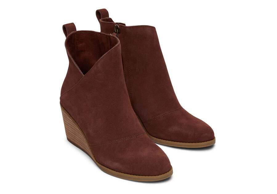 Sutton Chestnut Suede Wedge Boot Front View Opens in a modal