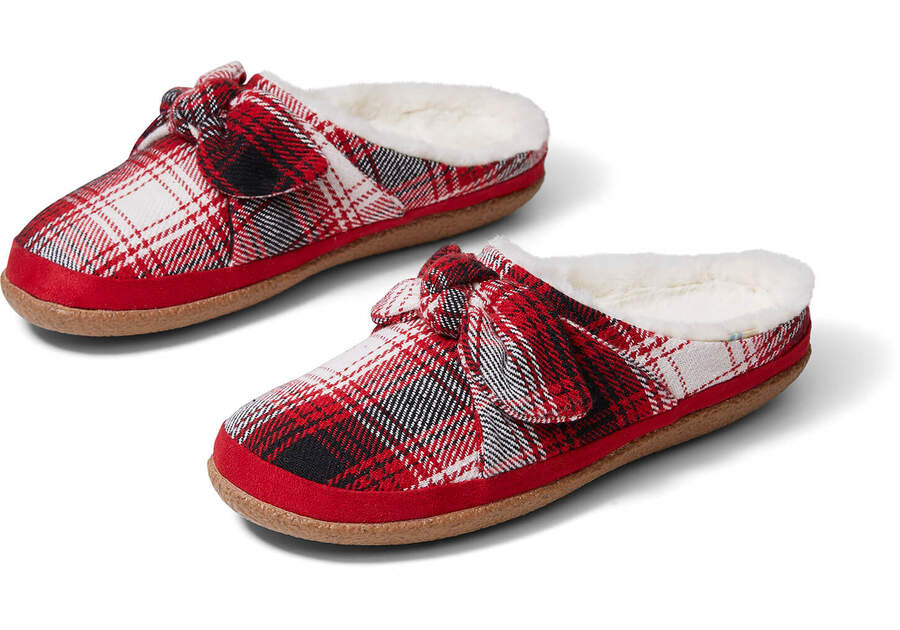 Wolk Gluren Afsnijden Red Plaid and Bow Women's Ivy Slippers