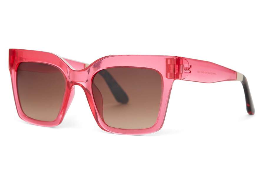 Adelaide Pink Crystal Traveler Sunglasses Side View Opens in a modal