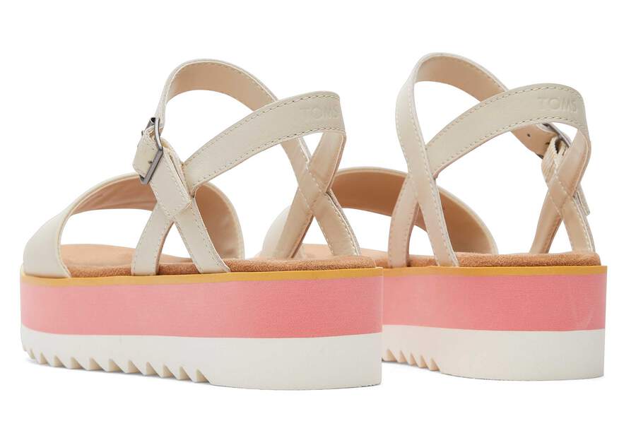 Brynn Cream Leather Platform Sandal Back View Opens in a modal