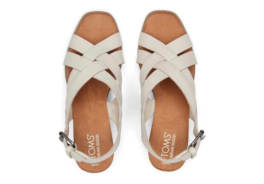 Gracie Cream Leather Wedge Sandal Top View Opens in a modal