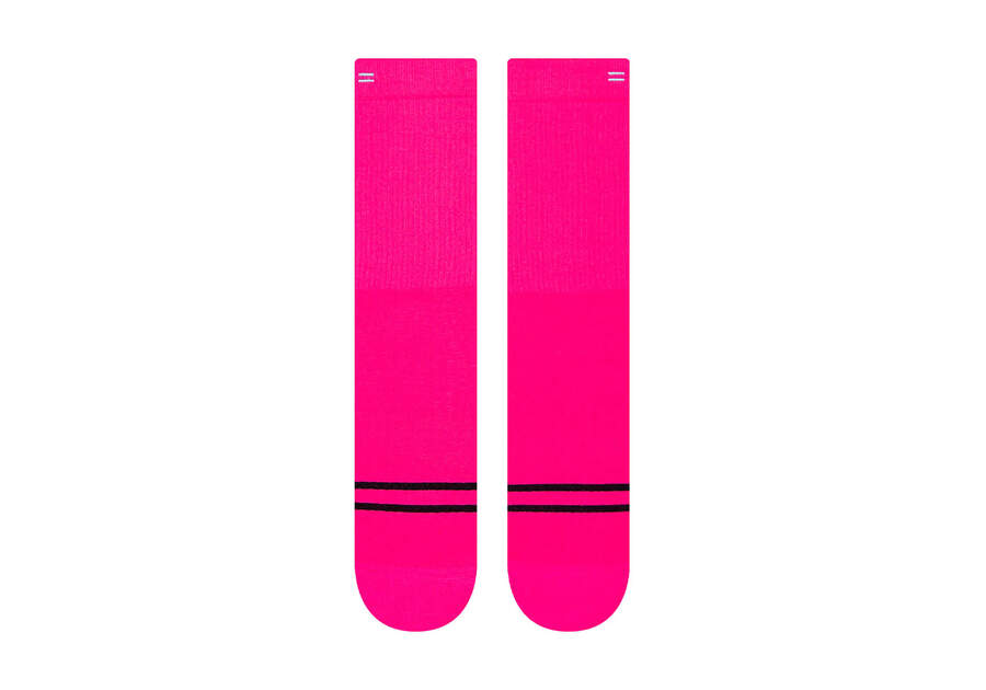 Light Cushioned Crew Socks Pink Stripes Side View Opens in a modal