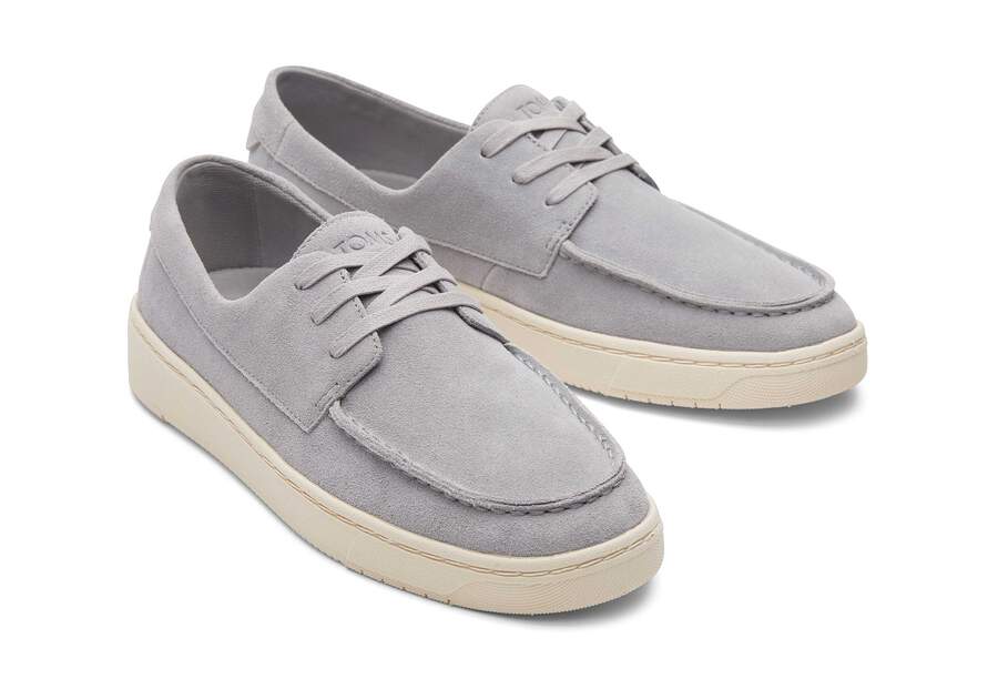 TRVL LITE London Grey Suede Loafer Front View Opens in a modal