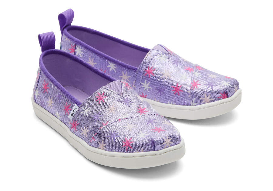 Youth Alpargata Purple Stars Kids Shoe Front View Opens in a modal
