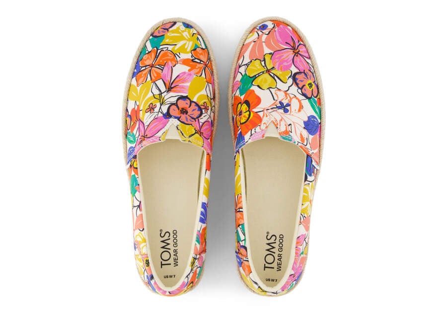 Valencia Painted Floral Platform Espadrille Top View Opens in a modal