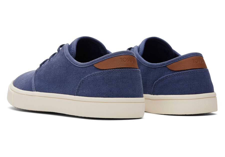 Carlo Blue Heritage Canvas Lace-Up Sneaker Back View Opens in a modal