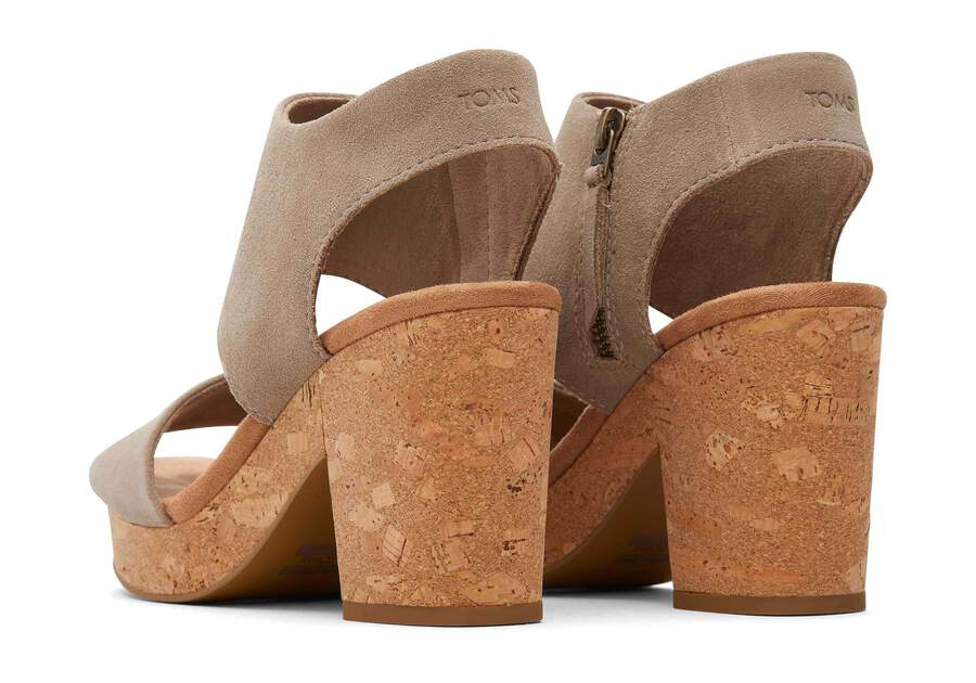 Majorca Taupe Platform Cork Sandal Back View Opens in a modal