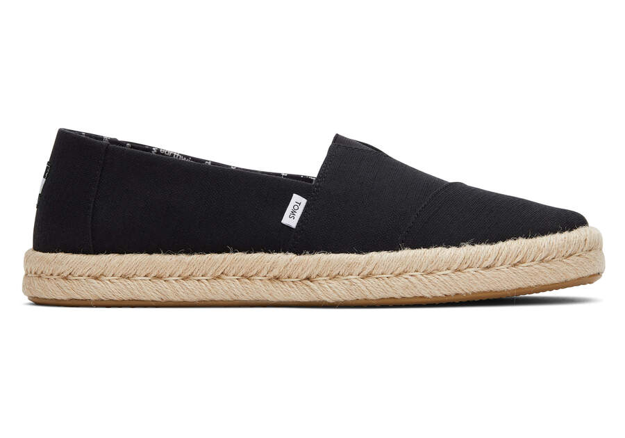Alpargata Black Recycled Cotton Rope 2.0 Espadrille Side View Opens in a modal