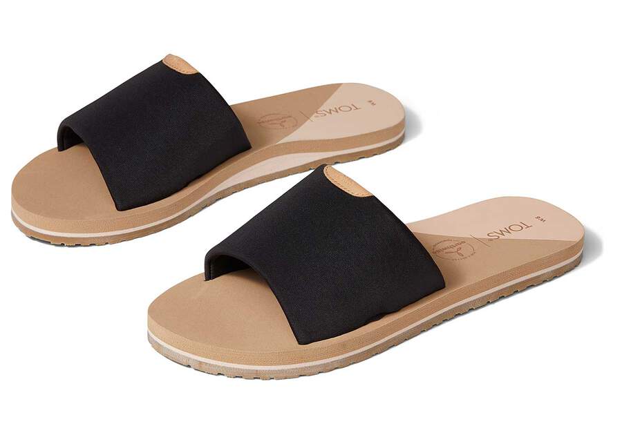 Carly Black Jersey Slide Sandal Front View Opens in a modal