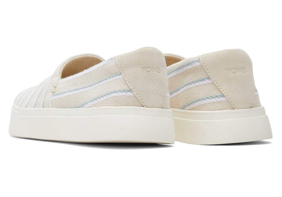 Kameron Cream Stripes Slip On Sneaker Back View Opens in a modal