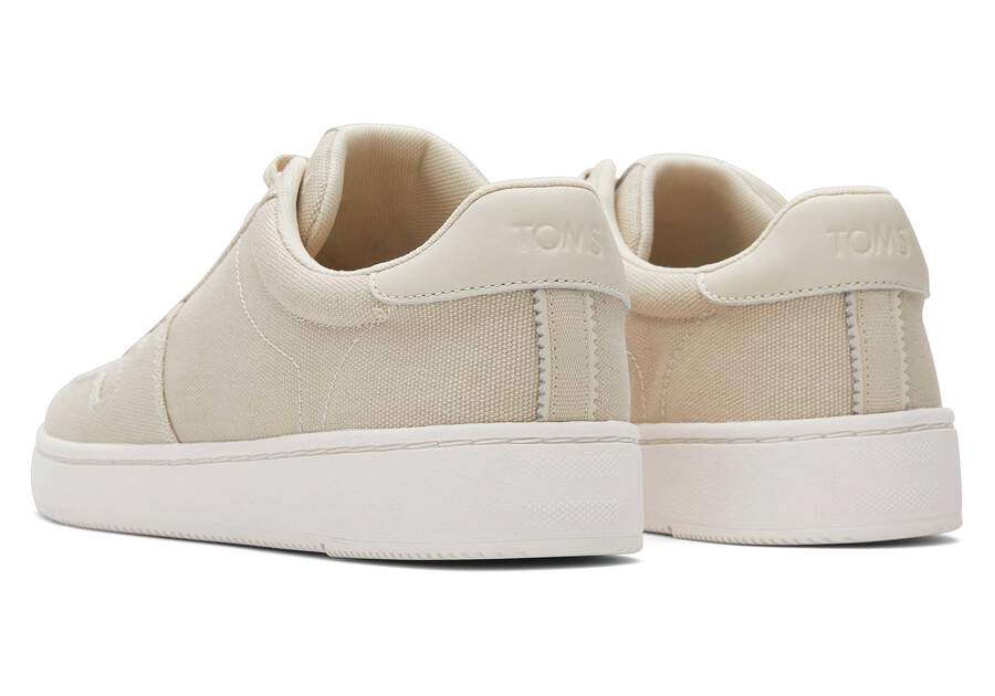 TRVL LITE Court Cream Canvas Sneaker Back View Opens in a modal
