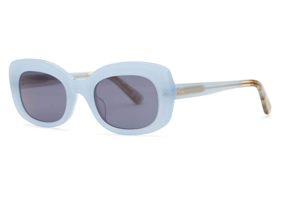 Jules Milky Blue Handcrafted Sunglasses Side View Opens in a modal