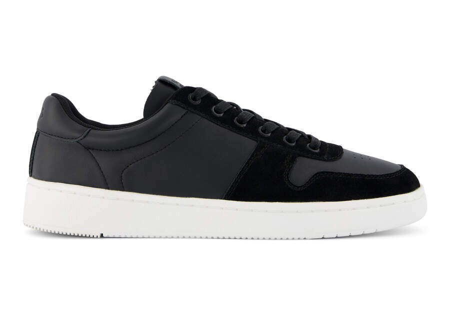 TRVL LITE Court Black Leather Sneaker Side View Opens in a modal