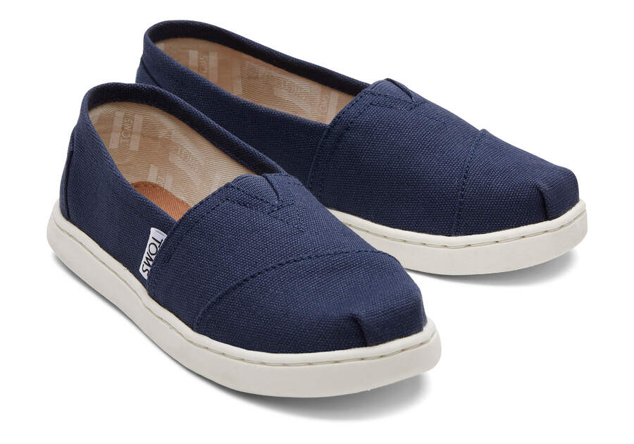 Youth Alpargata Navy Canvas Kids Shoe Front View Opens in a modal