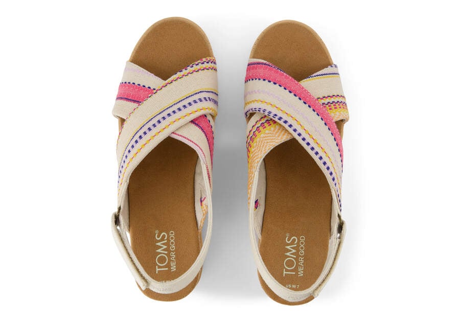 Diana Crossover Fuchsia Stripes Wedge Sandal Top View Opens in a modal