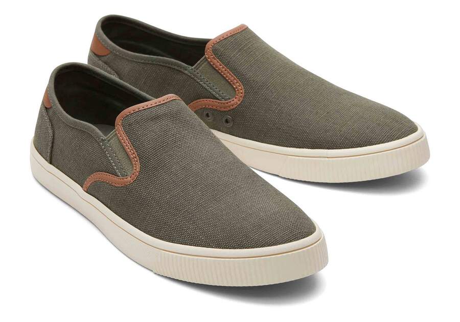 Baja Olive Synthetic Trim Slip On Sneaker Front View Opens in a modal
