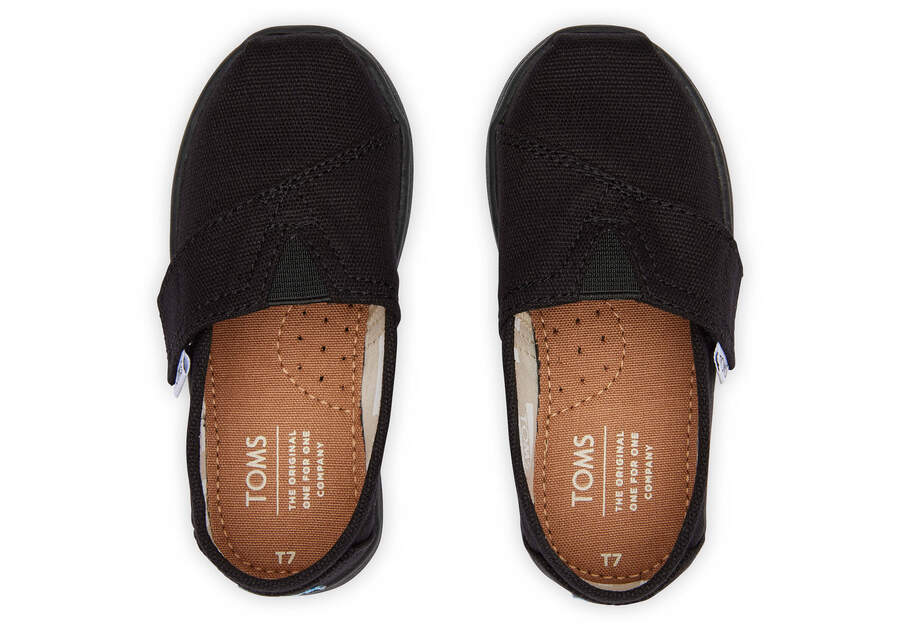 Tiny Alpargata Black Canvas Toddler Shoe Top View Opens in a modal