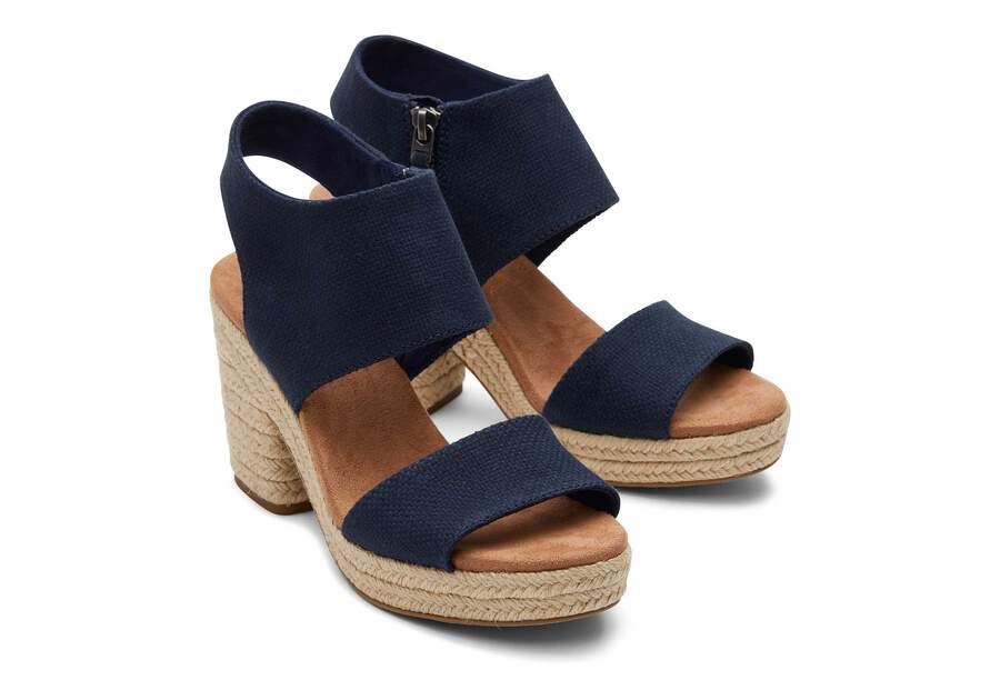 Majorca Rope Navy Platform Sandal Front View Opens in a modal