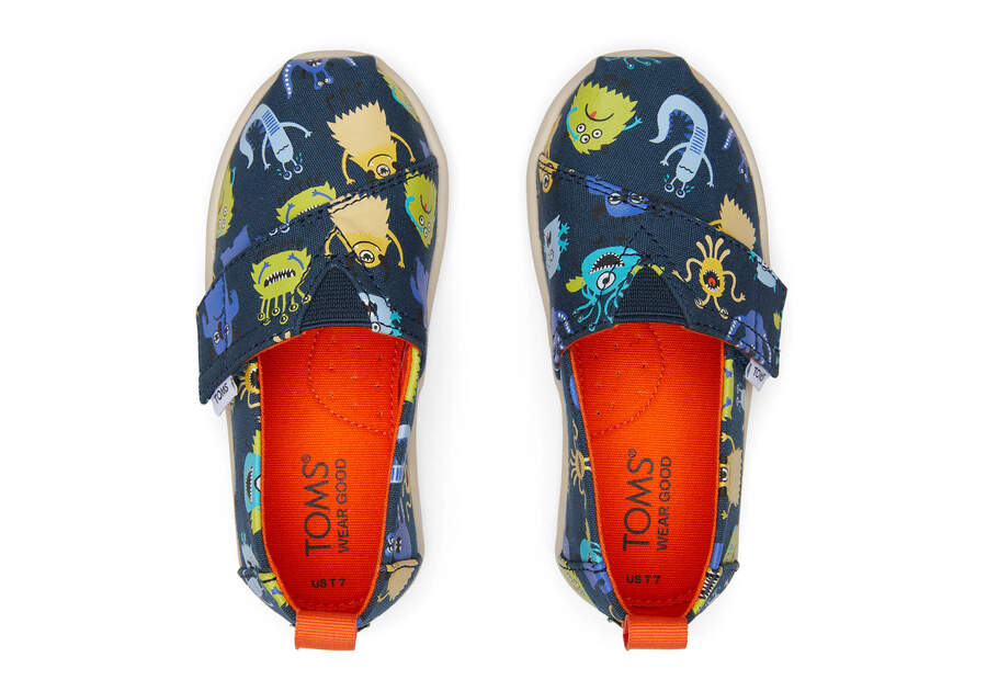 Alpargata Blue Monsters Toddler Shoe Top View Opens in a modal