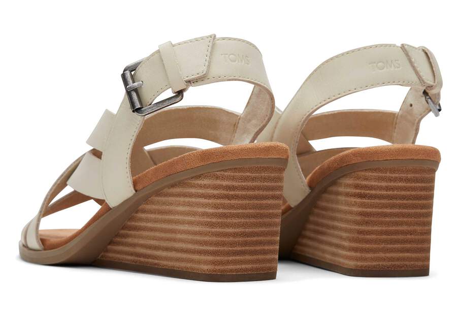 Gracie Cream Leather Wedge Sandal Back View Opens in a modal