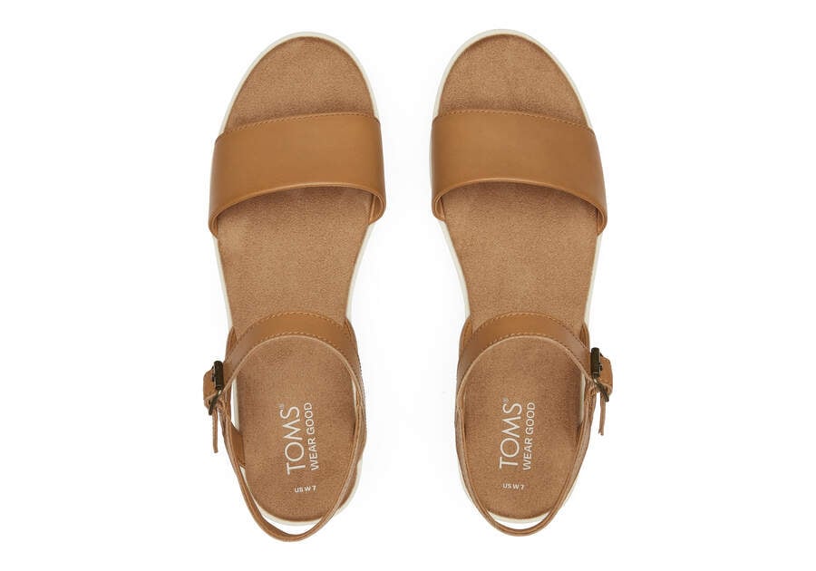Brynn Tan Leather Platform Sandal Top View Opens in a modal