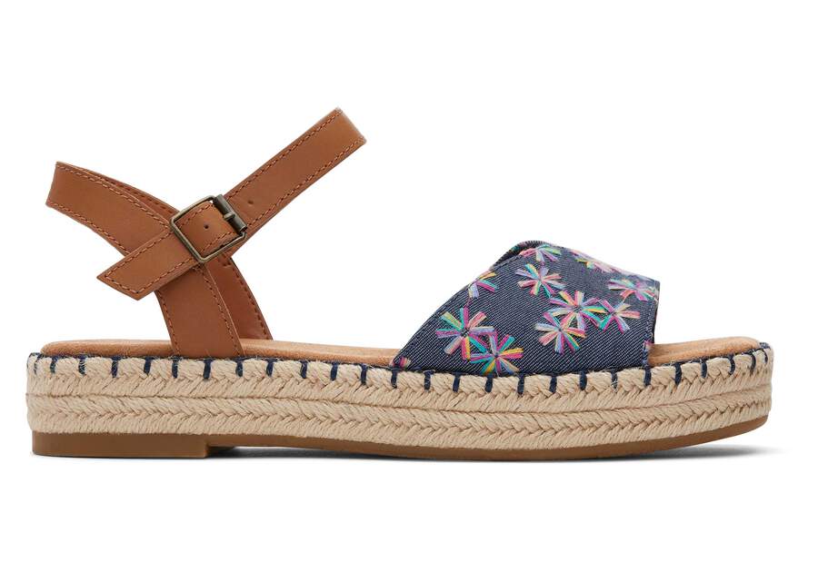 Abby Navy Flatform Espadrille Sandal Side View Opens in a modal