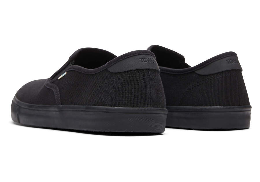 Baja All Black Heritage Canvas Slip On Sneaker Back View Opens in a modal