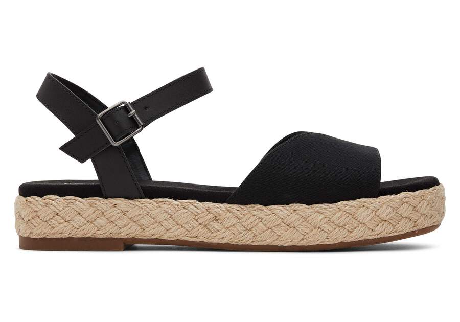 Abby Black Flatform Espadrille Sandal Side View Opens in a modal