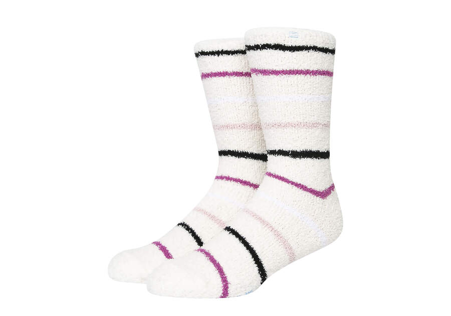 Cozy Cushioned Crew Socks Holiday Stripe Additional View 1
