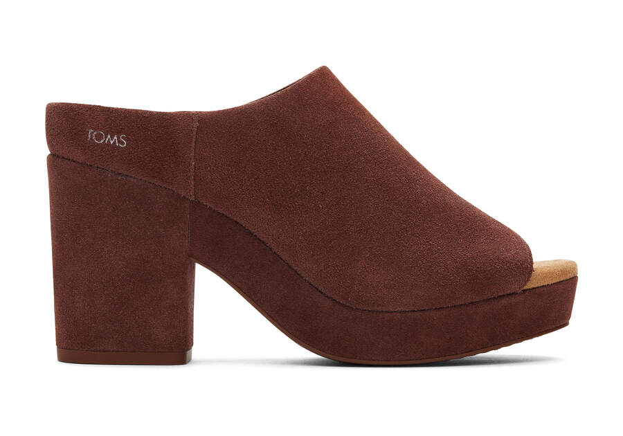Florence Chestnut Suede Heel Side View Opens in a modal