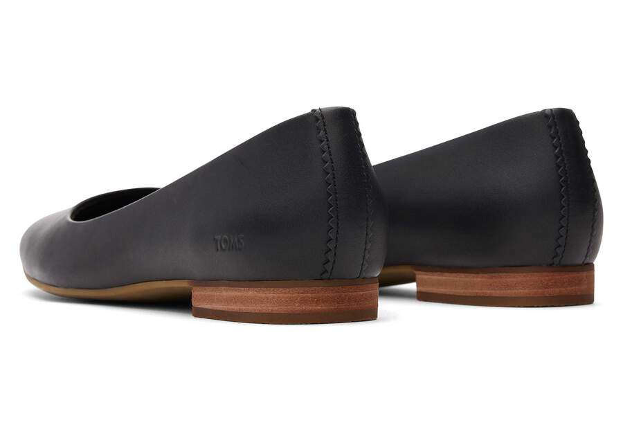 Briella Black Leather Flat Back View Opens in a modal