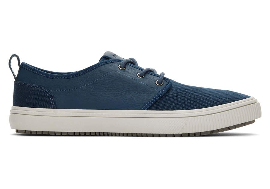 Carlo Terrain Blue Leather Water Resistant Sneaker Side View Opens in a modal
