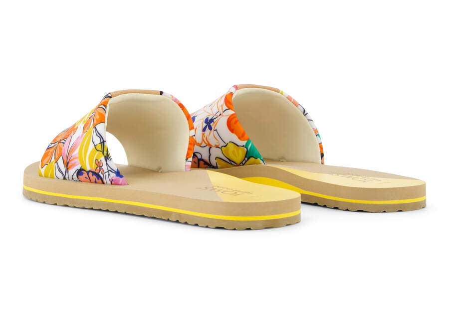 Carly Painted Floral Jersey Slide Sandal Back View Opens in a modal