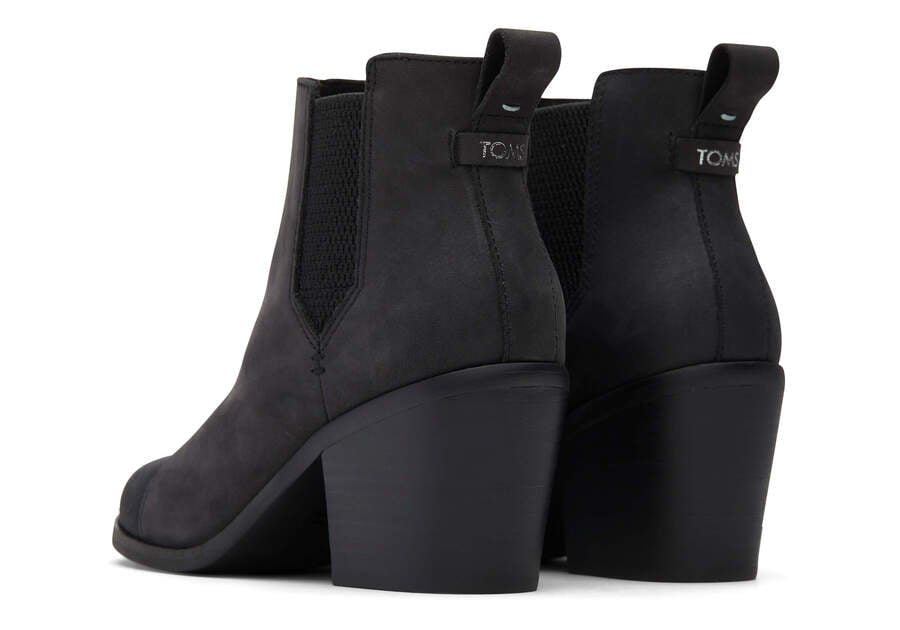 Everly Black Nubuck Heeled Boot Back View Opens in a modal