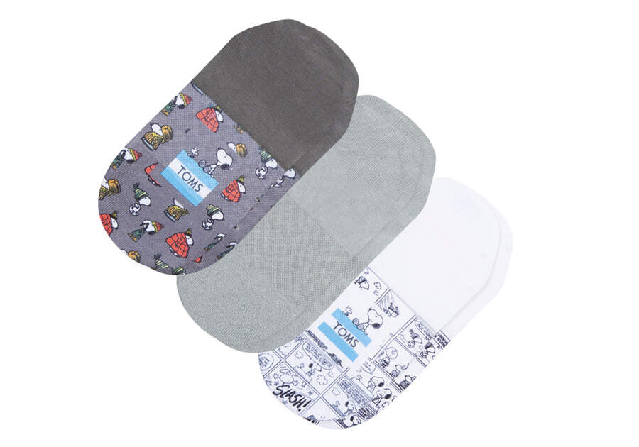 TOMS X Peanuts® Joe Cool Ultimate No Show Socks 3 Pack Back View Opens in a modal