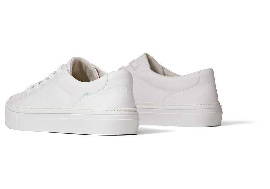 Alex White Leather Sneaker Back View Opens in a modal