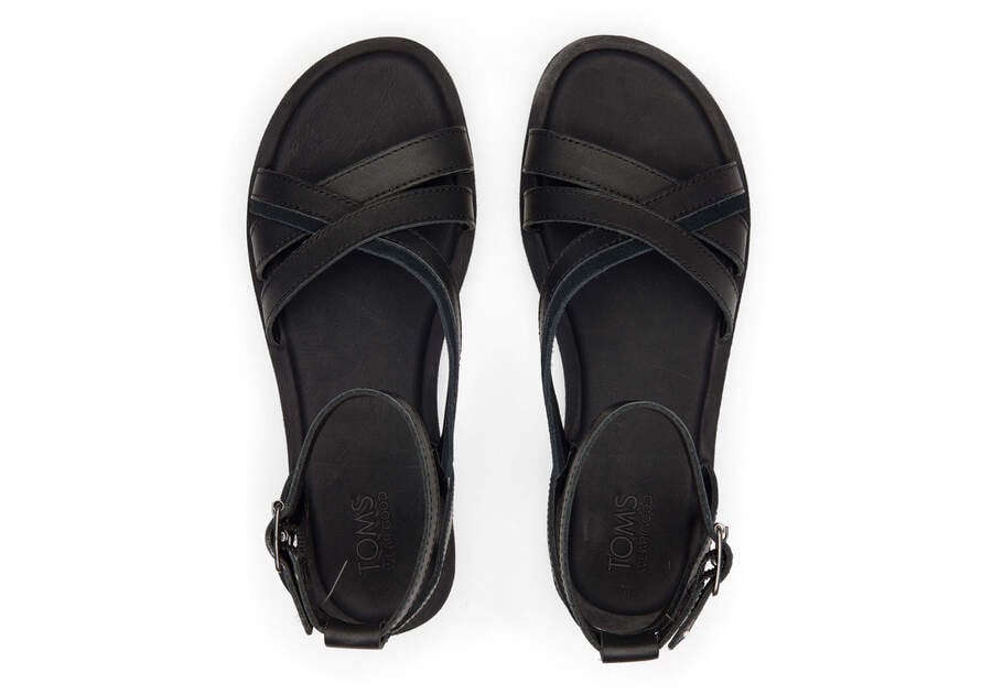 Rory Black Leather Sandal Top View Opens in a modal