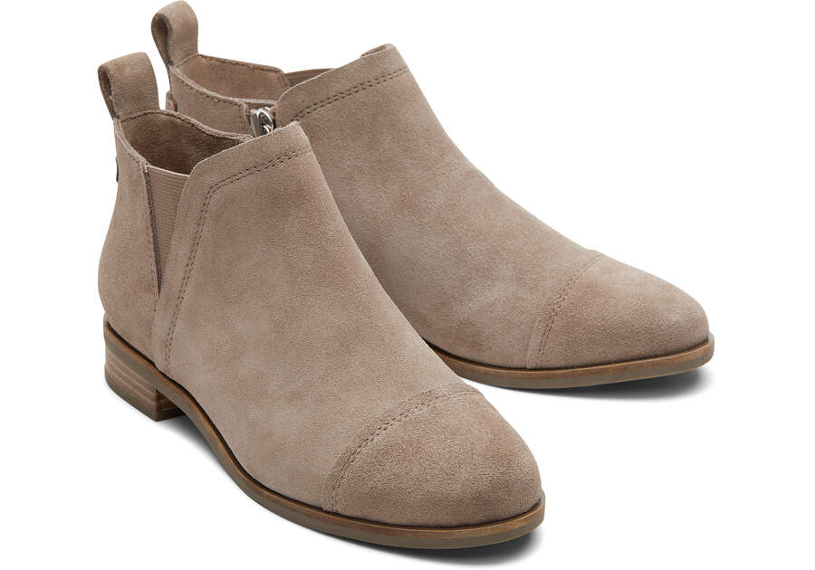 Reese Taupe Suede Ankle Boot Front View Opens in a modal