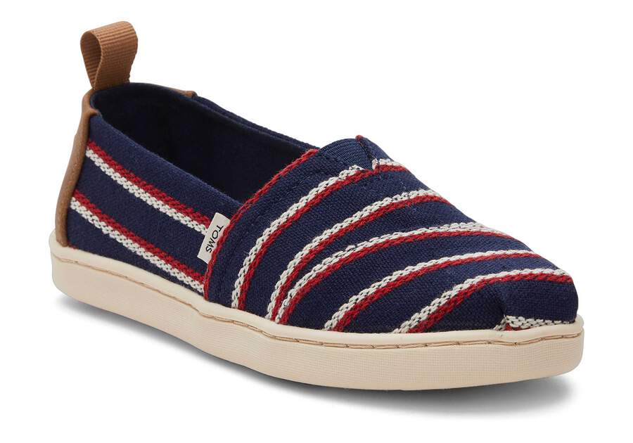 Youth Alpargata Navy Woven Stripes Kids Shoe  Opens in a modal