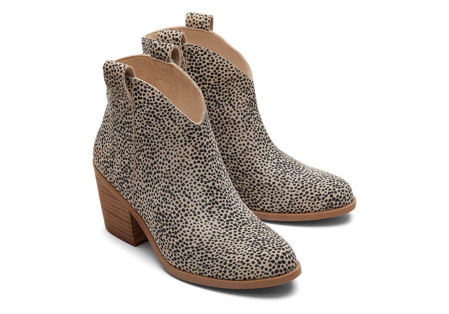 Constance Mini Cheetah Suede Heeled Boot Front View