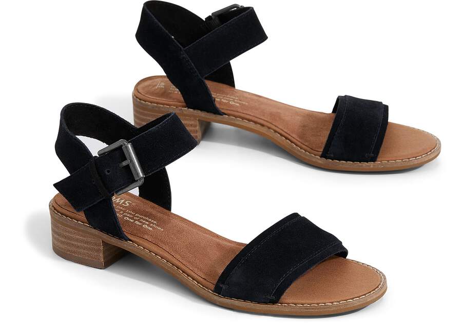 Black Suede Women's Camilia Sandals Front View Opens in a modal